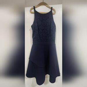 Junior, girl, beautiful navy blue dress